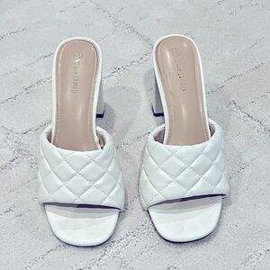 The Drop white heels worn twice